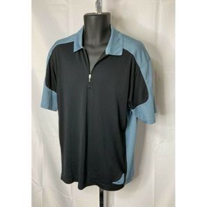 𝅺LARGE Nike Golf DriFit Blue Black Short Sleeved Polo Shirt Mens